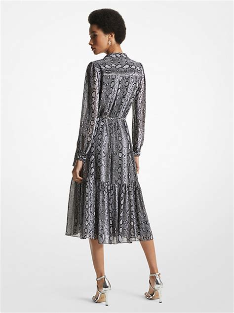 Snake Print Georgette Midi Dress 